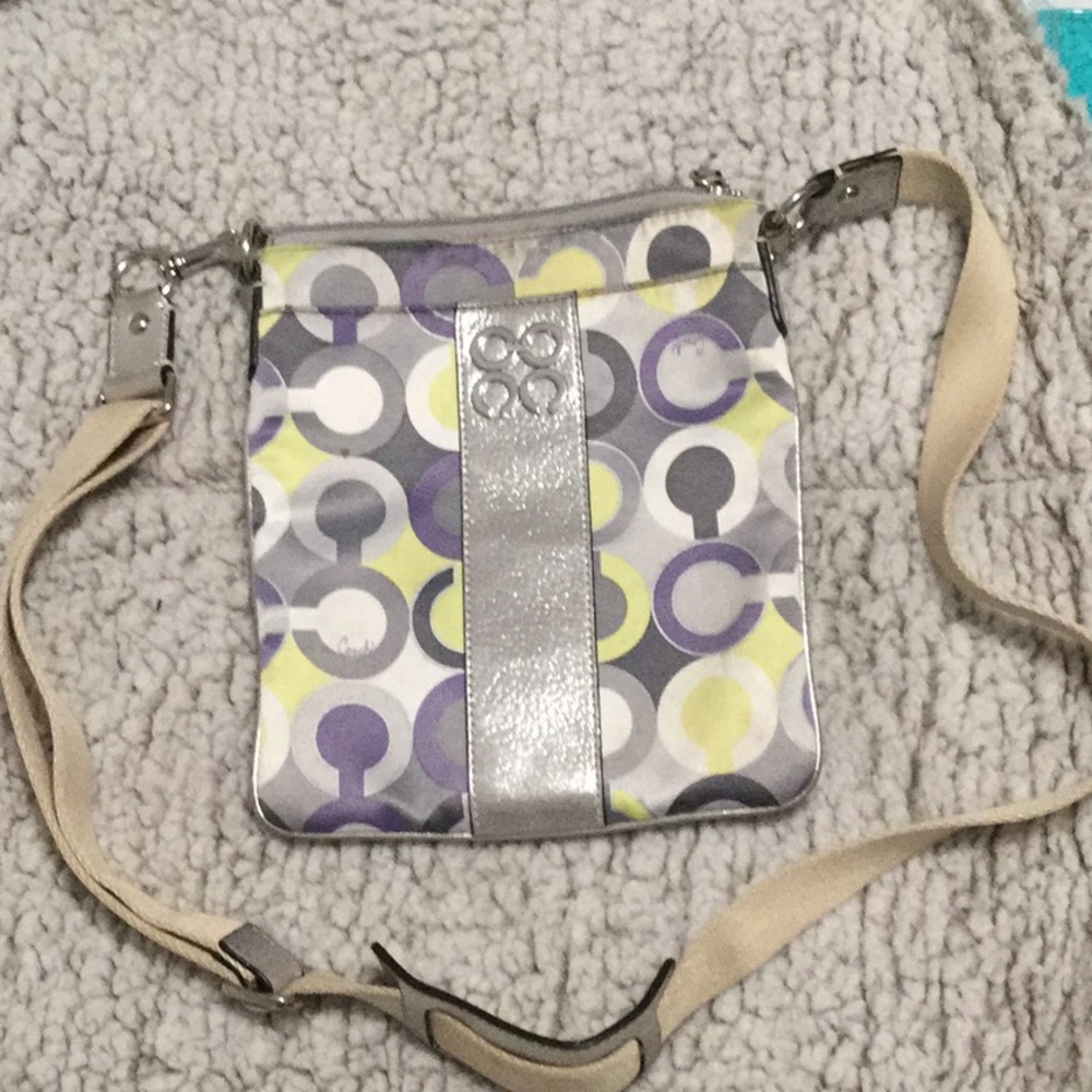 Coach multicolored signature Handbag with Crossbody strap